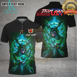 Bowling Neon Demon Skull Cosmic Art Multi Options Personalized Name, Team Name Unisex 3D Shirt