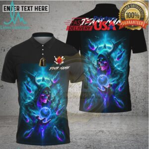 Bowling Neon Demon Skull Cosmic Art Multi Options Personalized Name, Team Name Unisex 3D Shirt