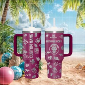 Brisbane Lions Afl Maroon Pattern Fan Tumbler Wrap