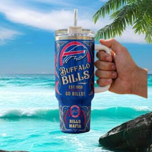 Buffalo Bills 40oz Tumbler Bills Mafia Vintage Stainless Steel Travel Tumbler
