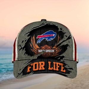 Buffalo Bills x Harley Davidson “For Life” Ripped Edge Biker Cap.jfif