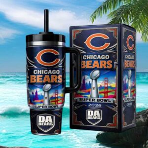 Chicago Bears DA BEARS Super Bowl 2026 40oz Stainless Steel Tumbler
