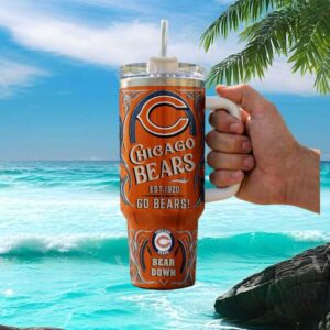 Chicago Bears Est 1920 NFL Football 40oz Stainless Steel Tumbler