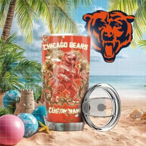 Chicago Bears Nfl Orange Floral Bear Custom Tumbler
