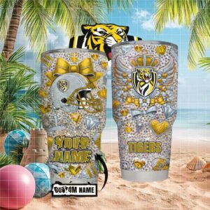 Cincinnati Tigers Glitter Diamond Helmet Custom Name Tumbler Design