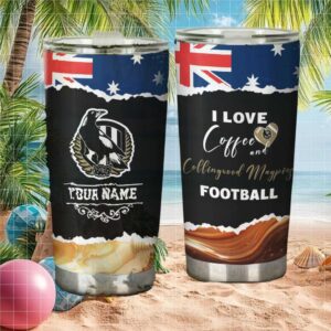 Collingwood Magpies Football I Love Coffee Australian Flag Custom Name