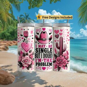 Country Cowgirl Theme Insulated Tumbler Set with Lid & Straw