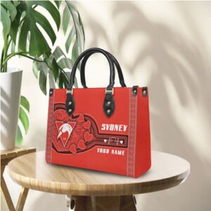 Custom AFL Sydney Swans Leather Tote Bag with Personalized Name Custom AFL Sydney Swans Leather Tote Bag with Personalized Name