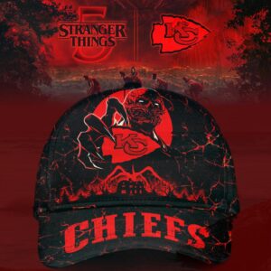 Custom Kansas City Chiefs Fiery Skull & Stranger Things Baseball Cap