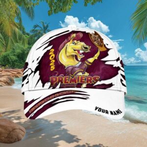 Custom Name Brisbane Broncos 2025 Premiers Horse Mascot Fan Hat
