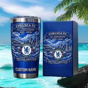 Custom Name Chelsea FC 121st Anniversary Blue Pride Tumbler