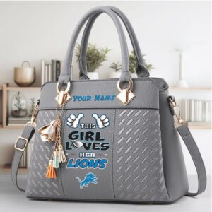 Custom Name Detroit Lions Handbag Women's Top Handle Satchel Purse, Team Fan Gear