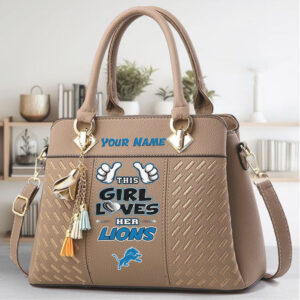 Custom Name Detroit Lions Handbag Women's Top Handle Satchel Purse, Team Fan Gear