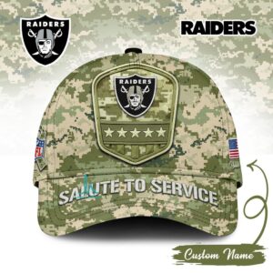 Custom Name Las Vegas Raiders Salute to Service Camo Classic Cap