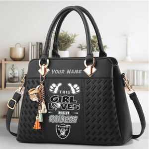 Custom Name Las Vegas Raiders Women's Leather Bag