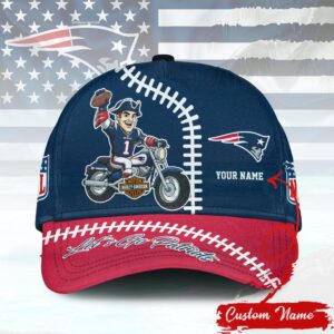 Custom Name NFL New England Patriots Harley Davidson Cap