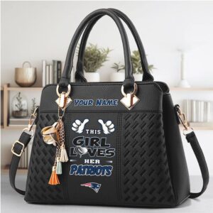 Custom Name NFL New England Patriots This Girl Loves Her Patriots Leather Handbag Custom Name NFL New England Patriots This Girl Loves Her Patriots Leather Handbag