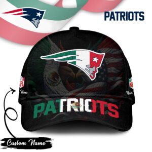Custom Name New England Patriots Mexican Flag Style Cap