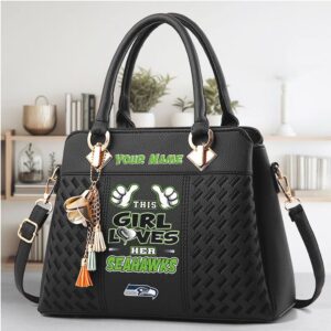 Custom Name Seattle Seahawks NFL Football Women Leather Handbag Custom Name Seattle Seahawks NFL Football Women Leather Handbag