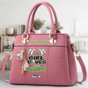 Custom Name Seattle Seahawks NFL Football Women Leather Handbag