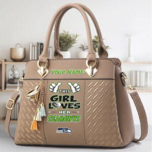 Custom Name Seattle Seahawks NFL Football Women Leather Handbag