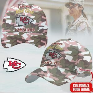 Custom Pink Camo Kansas City Chiefs Female Veteran Cap