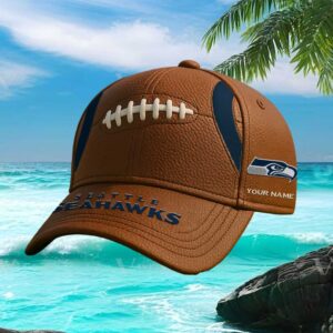 Custom Seattle Seahawks Football Leather Personalized Cap