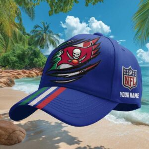 Custom Tampa Bay Buccaneers NFL Hat Personalized Name Italian Flag Cap