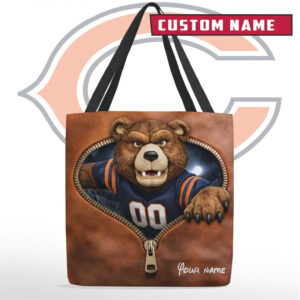 Customizable Bear Mascot Zipper Tote Bag