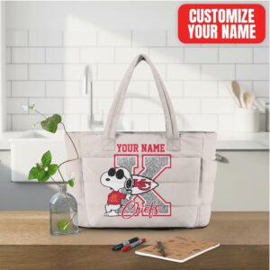 Customizable Snoopy Kansas City Chiefs Tote Bag