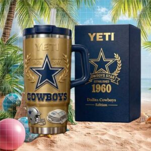 Dallas Cowboys Star Established 1960 Gold Edition YETI Style Tumbler with Box