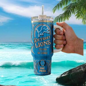 Detroit Lions 40oz Insulated Tumbler Vintage One Pride Travel Tumbler with Handle
