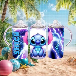 Disney Lilo & Stitch Sippy Tumbler with Handles and Lightning Bolt Design