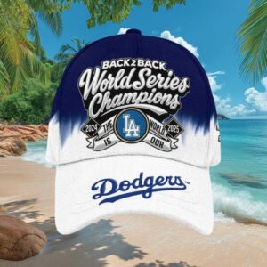 Dodgers Back 2 Back World Series Champions 2024 2025 Blue & White Ombre Cap