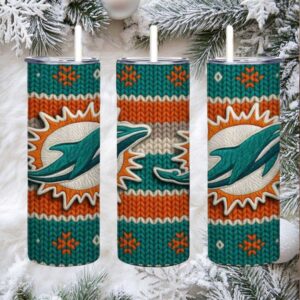 Dolphins Fan Gear Ugly Christmas Sweater Tumbler