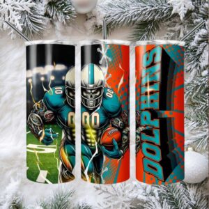 Dolphins Football Player Graphic Insulated Stainless Steel Tumbler