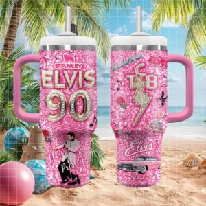 Elvis Presley 90Th Anniversary Pink Diamond Tumbler Design