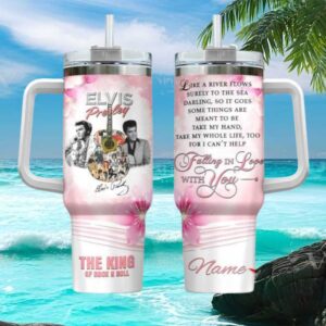 Elvis Presley “Falling In Love With You” Pink Floral 40oz Custom Tumbler