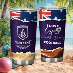 Fremantle Dockers Afl Personalized Coffee Tumbler Australian Flag Design