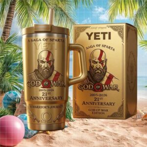 God of War 21st Anniversary Saga of Sparta Gold 40oz Tumbler