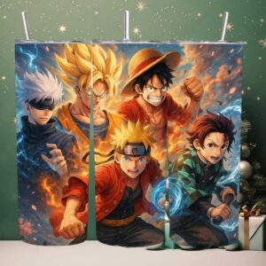 Gojo, Goku, Luffy, Naruto, & Tanjiro Tumbler
