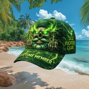 Green Lightning Skull “Old Fuckers Club” Lifetime Member Graphic Cap