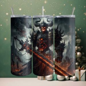 Hellforged Dreadlord Gothic Skull Tumbler Wrap