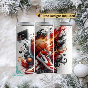 Hoops & Flames Basketball Tumbler