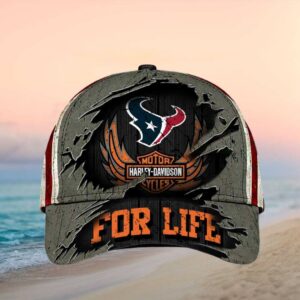 Houston Texans x Harley Davidson “For Life” Ripped Graphics Hat.jfif