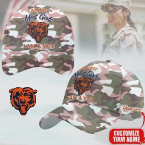 I Am A Vet Pink Camouflage Baseball Cap with Bear Logo Hat