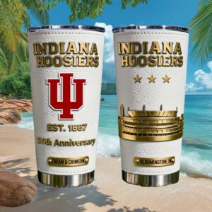 Indiana Hoosiers 139th Anniversary Cream & Crimson Leather Wrap Tumbler