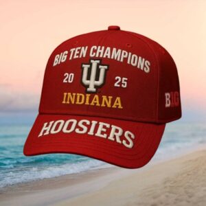 Indiana Hoosiers Big Ten Champions 2025 Red Adjustable Hat.jfif