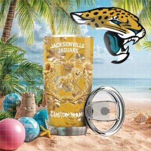 Jacksonville Jaguars Nfl Gold Floral Jaguar Custom Tumbler