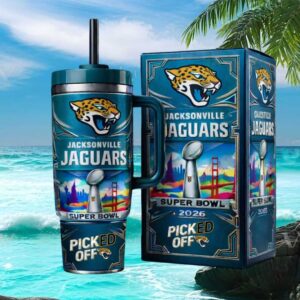 Jacksonville Jaguars Picked Off Super Bowl 2026 40oz Insulated Tumbler